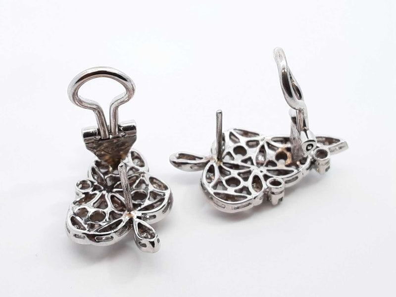 0.88 Cttw Diamond & 18k White Gold Cluster Earrings 8.6 Grams Fw0925llxzdu