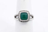 David Yurman Diamond & Green Onyx 925 Albion Ring 5.3 Grams Size 6.5 Eb1024lrxsa