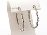 Approx 1.5 Ctw Diamonds 14k White Gold 6.5 Hoop Clip Earrings Do1224crxde