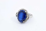 Sapphire & Diamond Ring In 14k White Gold 6.9 Grams Size 7 Eb1124sxdu