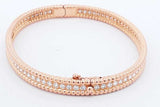 Van Cleef & Arpels Perlee Diamond Bangle Bracelet 18k Rose Gold 23.8g Eb924lwrxdu