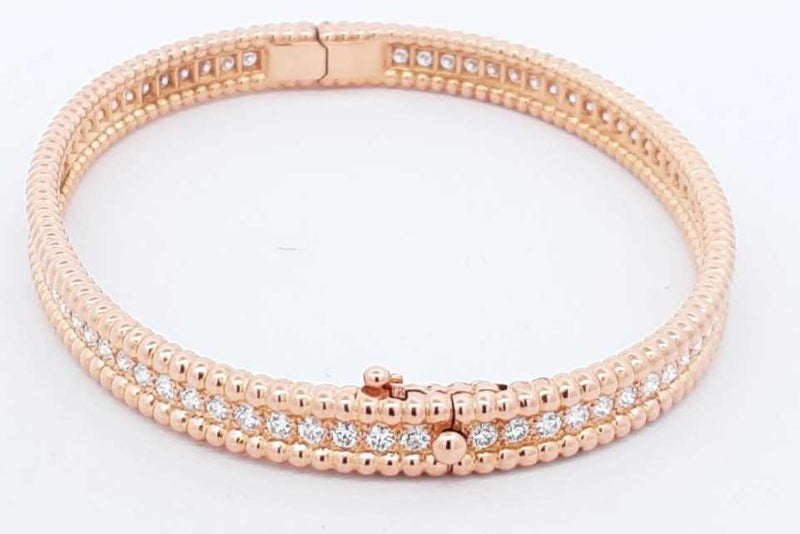 Van Cleef & Arpels Perlee Diamond Bangle Bracelet 18k Rose Gold 23.8g Eb924lwrxdu