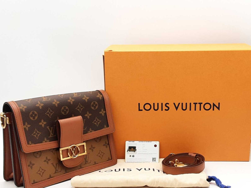 Louis Vuitton Dauphine Mm Reverse Monogram Brown Handbag Aa0525ezxsa