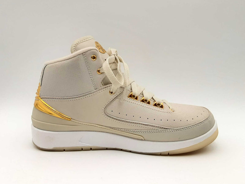 Nike Air Jordan 2 Quai 54 "Bone & Gold" Leather Sneakers Size 6 Youth Fw0125rxsa