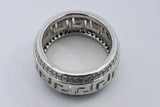 1.2ctw Diamond Greek Key Band Ring In 14k White Gold 6.6 Grams Size 5 Eb0425prxsa