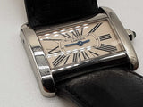 Cartier Tank Divan Steel Black Leather Band Quartz Watch Do0823loxzde