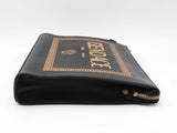 Fendi X Versace Logo Wristlet Clutch In Black Leather Fw1225orzdu