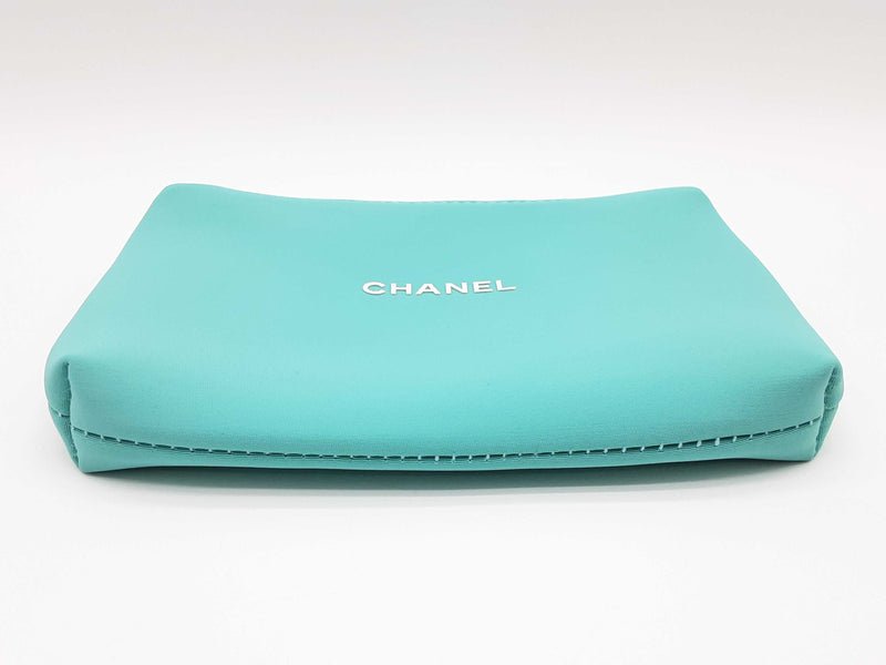 Chanel Vip Tiffany Teal Blue Neoprene Cosmetic Bag Do0225oxde