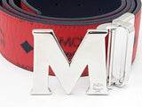 Mcm Shiny Cobalt M Buckle & Claus Reversible Belt In Candy Red Fw0524lxzdu