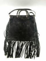 Gucci 349195 2-way Bamboo Handle Black Suede Fringe Hobo Tote Bag Do0424ixzde