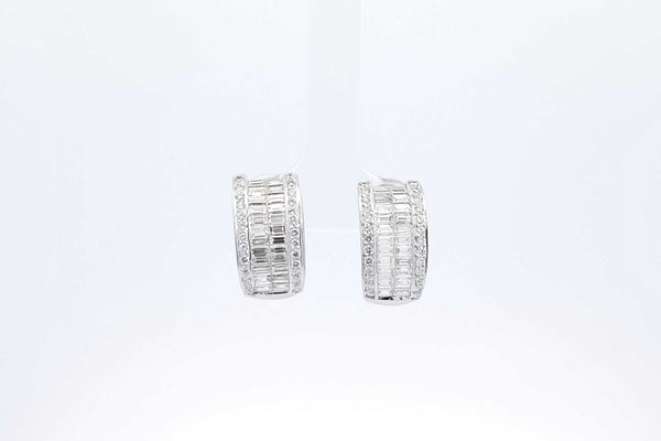 Diamond Omega Back Earrings In 18k White Gold 8.1 Grams Eb1224loxzdu