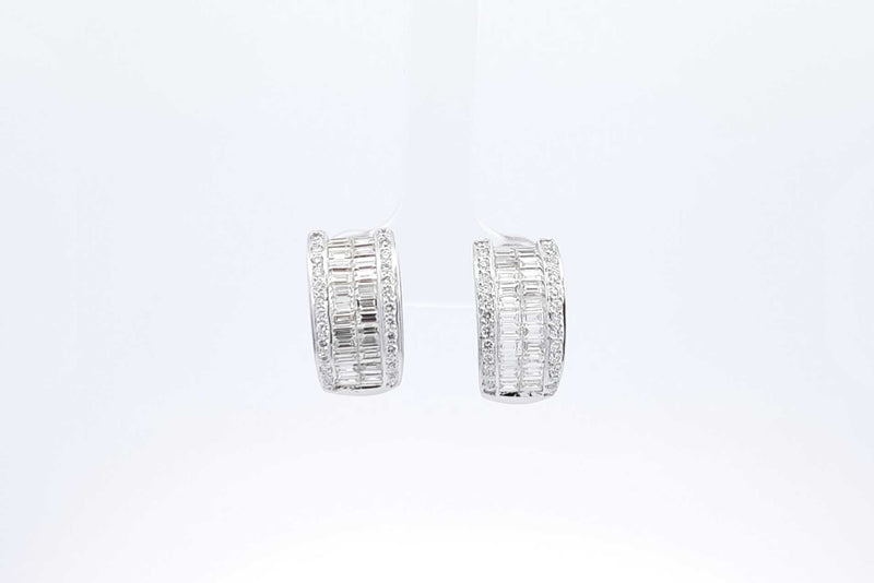 Diamond Omega Back Earrings In 18k White Gold 8.1 Grams Eb1224loxzdu