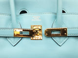 Hermes Birkin 25 Bleu Atoll Teal Swift Leather Gold Handbag Do0325lrrxzde