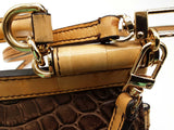 Dolce & Gabbana Sicily Brown Crocodile Yellow Eel Leather Crossbody Bag Do0325irxde