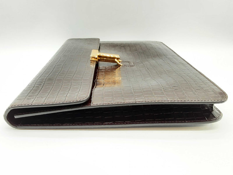 Tom Ford Brown Croc Embossed Leather Portfolio Do0125rxzde