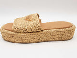 Prada Tan Woven Raffia Flatform Slides Size Eu 37 Do0926lxzde
