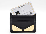 Fendi Monster Eyes Card Holder Wallet In Black Leather Fw0726oxzdu