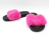 Givenchy Pink Mink Fur Black Rubber Slides Size Eu 36/ Us 6 W Do0526rxde