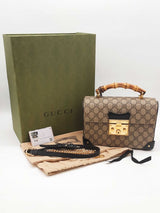 Gucci Padlock Gg Supreme Canvas Small Bamboo Shoulder Bag Sd1025crzde