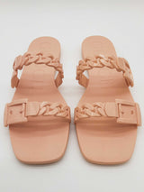 Gucci Pink Chain Link Accent Rubber Slide Sandels Size Eu 38 Do0725lcrde