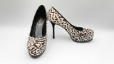 Yves Saint Laurent White Leopard Calf Hair Platform Heels Size 39.5 Fw1124crdu