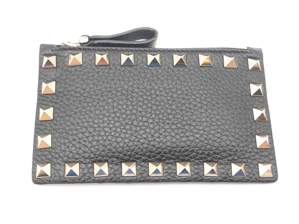 Valentino Rockstud Calfskin Zipper Top Card Holder Sd0825crsa