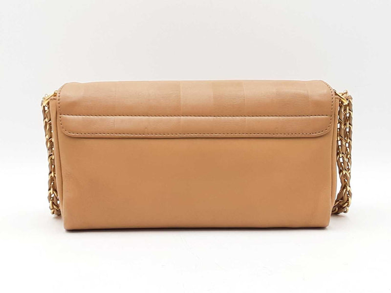 Fendi Pequin Claudia Shoulder Bag In Embossed Tan Leather Fw0925lordu