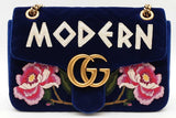Gucci Blue Velvet Gg Marmont "Modern" Shoulder Bag Eb0926rxzde