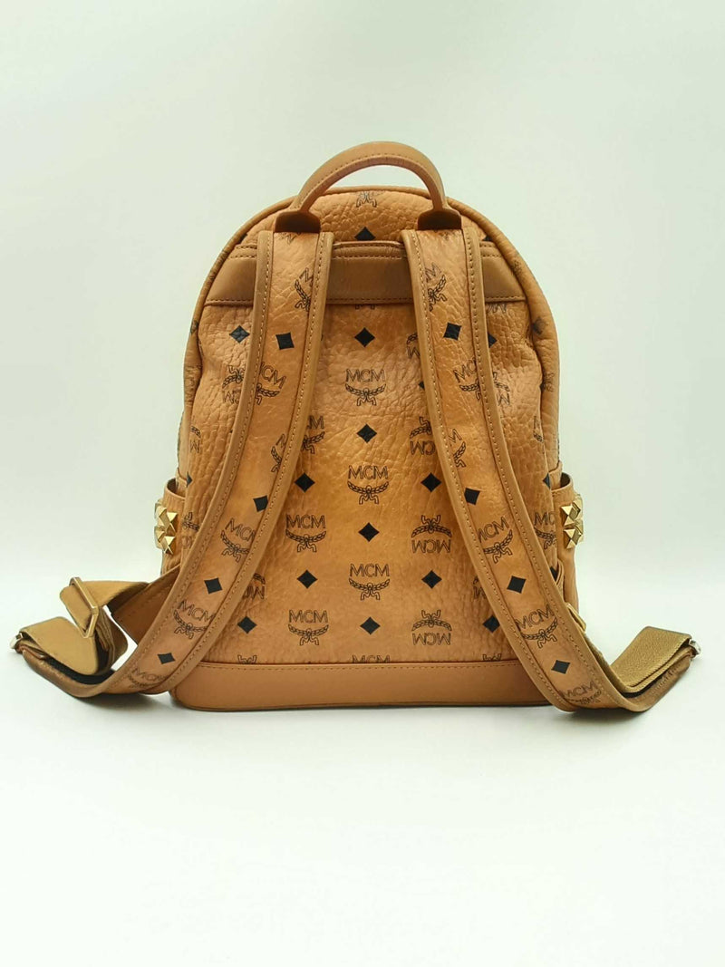 Mcm Stark Visetos Side Studs Backpack In Cognac Fw1124ocrdu