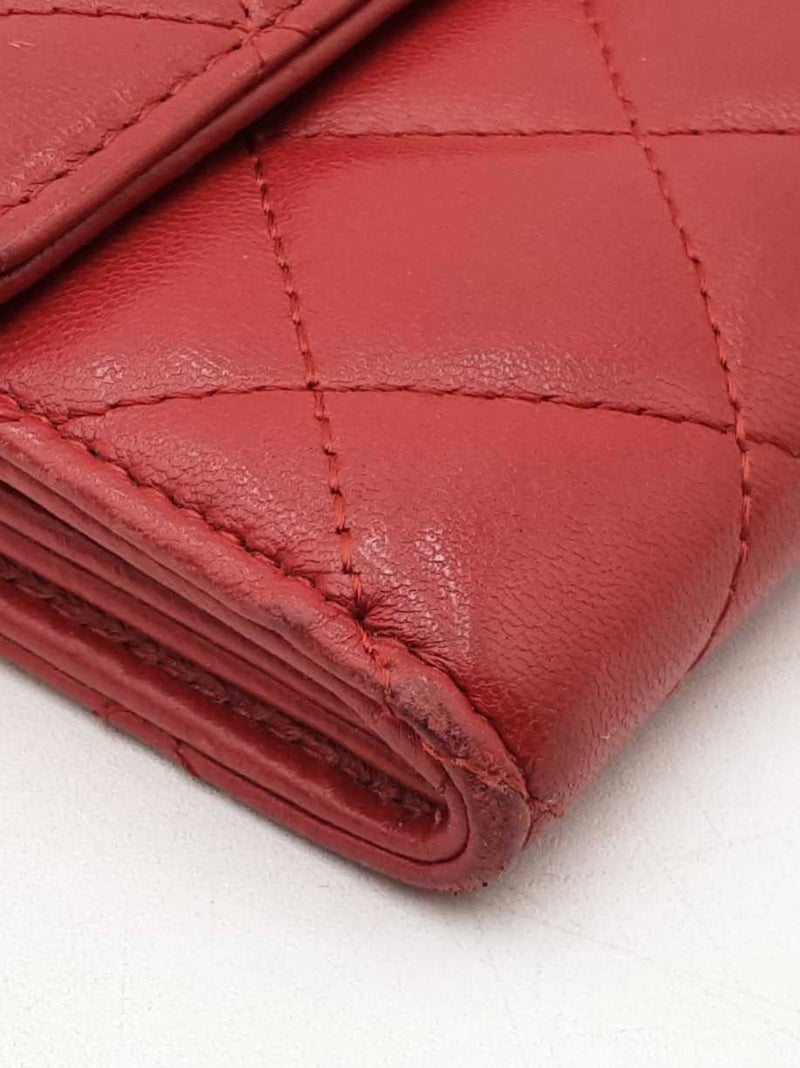 Chanel Continental Wallet In Red Diamond-quilted Leather Fw0425orzdu