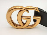 Gucci Marmont Black Leather Belt With Gold Tone Gg Buckle Fw1224oxzsa