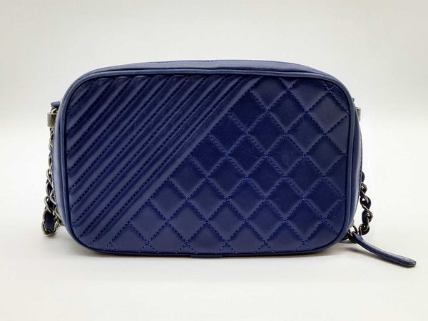 Chanel Coco Boy Quilted Blue Leather Camera Chain Crossbody Bag Lh0324loxzde