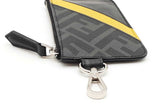 Fendi Ff Diagonal Black & Yellow Stripe Coin Pouch Keychain Wallet Eb0826crde
