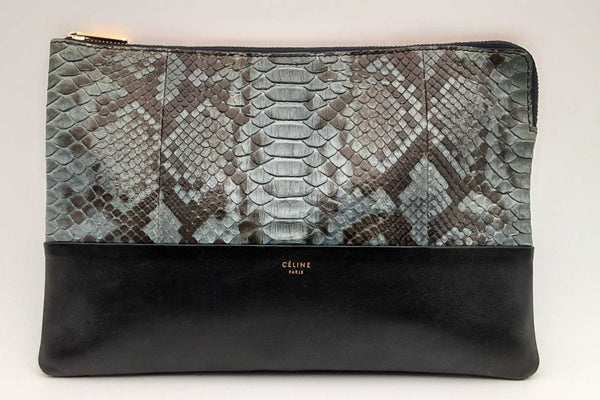 Celine Python & Black Leather Clutch Eb0125oxzsa