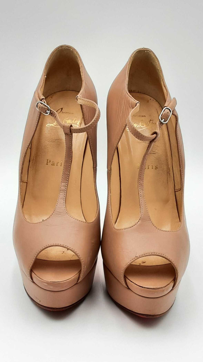 Christian Louboutin Calfskin Altapoppins 150 Beige Pumps Eb0525crdu
