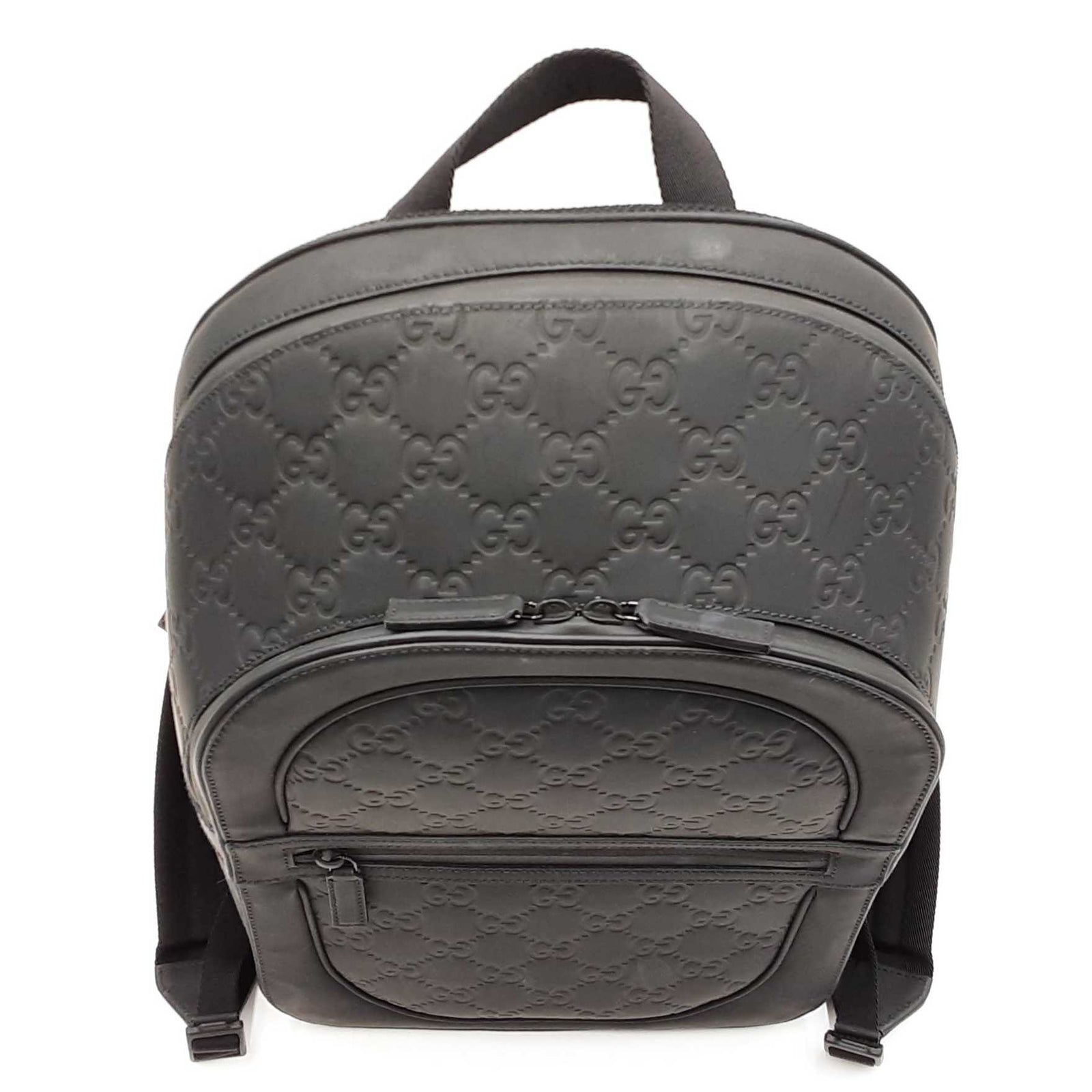 GUCCI Rubber-effect Medium Backpack, Black, GG Leather