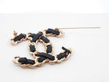 Chanel Black Lambskin Chain Cc Brooch Fw1023erdu