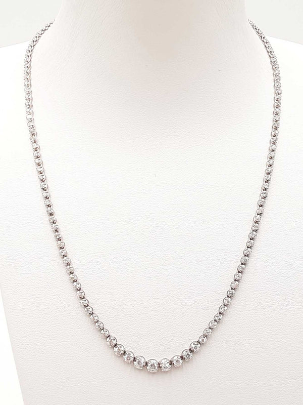3.01 Cttw Diamond & 18k White Gold Tennis Necklace 9.3 Grams 16 Inch Fw0325pwrdu
