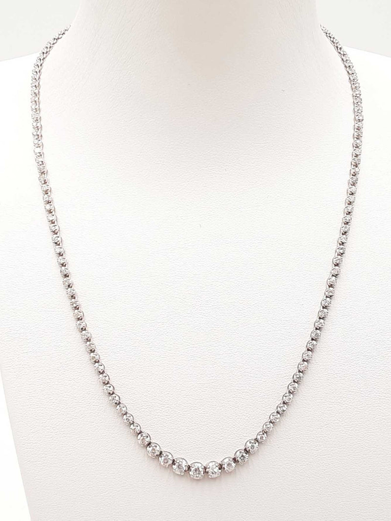 3.01 Cttw Diamond & 18k White Gold Tennis Necklace 9.3 Grams 16 Inch Fw0325pwrdu