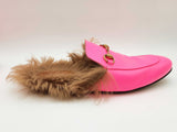 Gucci Princetown Neon Pink Leather Fur Loafers Size Gucci 11 Mens Do0925oorde