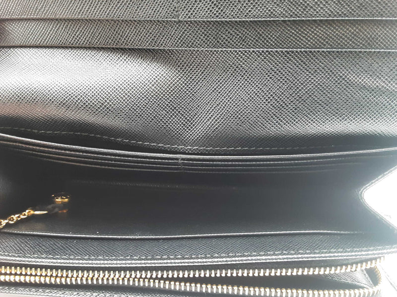 Prada Saffiano Leather Wallet Black Aa1125orzsa