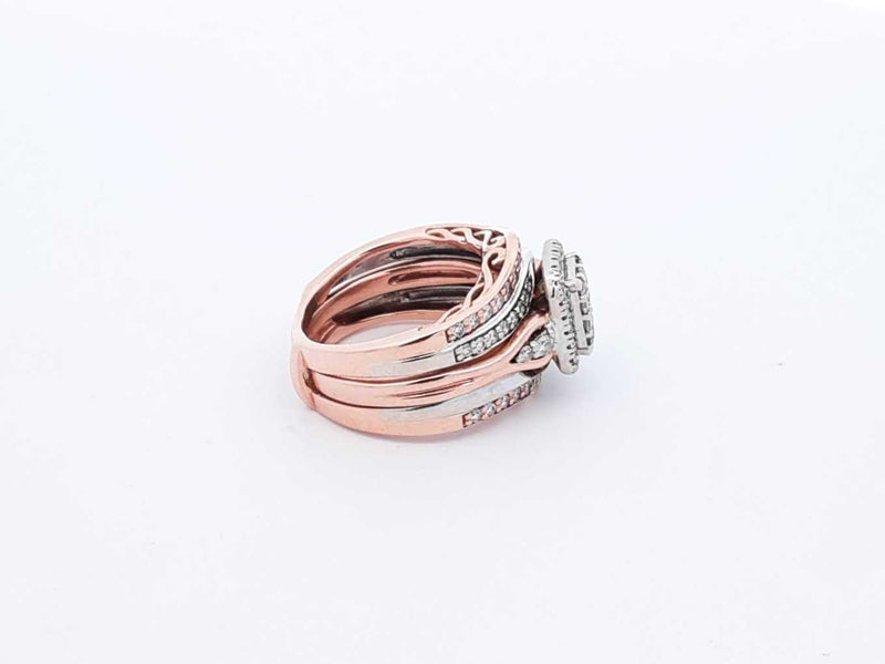 0.84 Cttw Diamond & Rose Gold Bridal Set 8 Grams Size 4.75 Fw0824prxdu