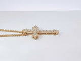 0.91 Cttw Diamond & 14k Gold Cross Pendant With 18 Inch Chain 3.4g Fw0426rixdu