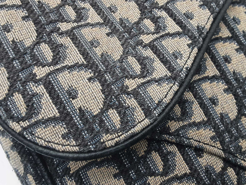 Christian Dior Saddle Tan Navy Oblique Logo Canvas Crossbody Bag Do0425loxzde