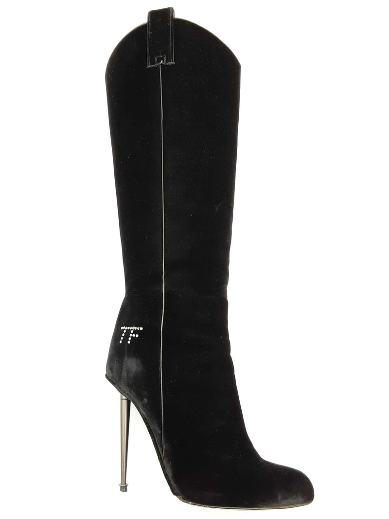 Tom Ford Black Velvet Knee High Boots Size Eu 36 Do0525wxzde