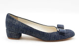 Salvatore Ferragamo Denim Print Vara Pumps Size 5.5 Eb1125ixdu