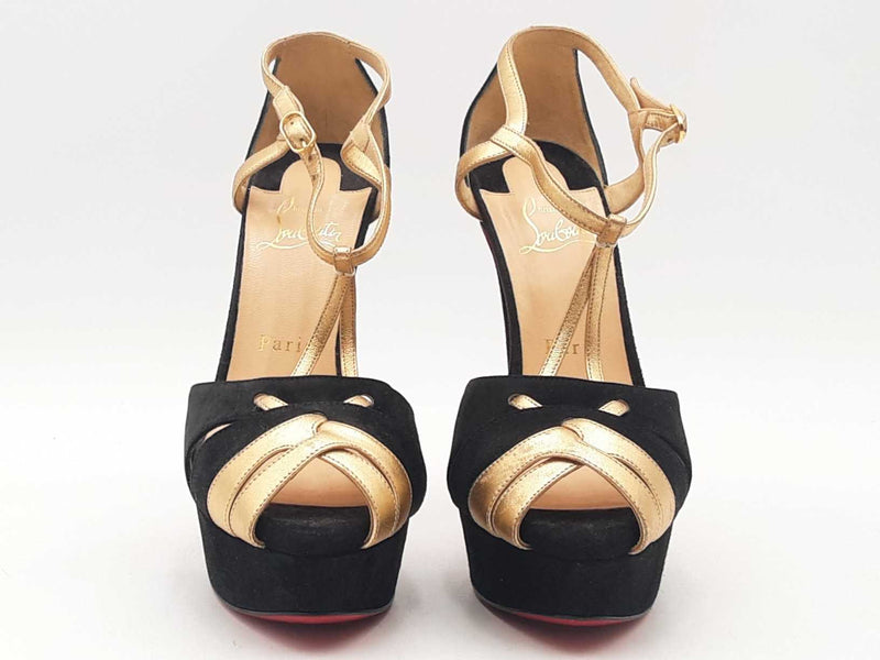 Christian Louboutin Suede Nappa Laminato Glennalta 150 Pumps Black Size 7.5 Aa0525loxsa