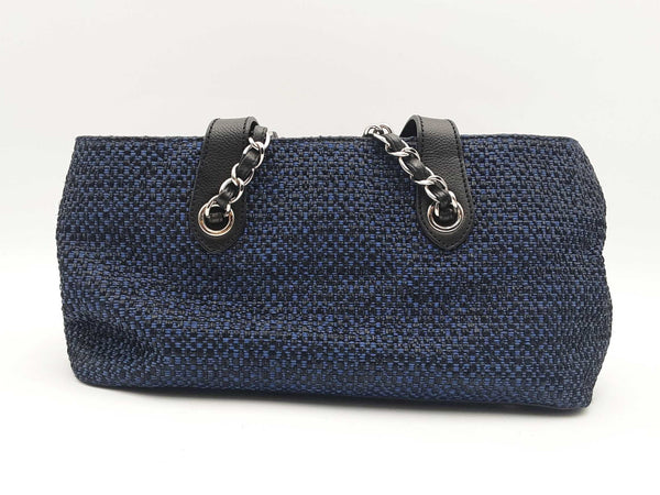 Chanel Deauville 2-way Blue And Black Raffia Tote Bag Sd0925lzxzsa