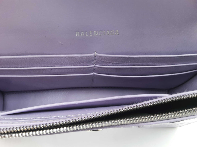 Balenciaga Shiny Calfskin Embossed Hourglass Chain Bag Lilac Sd0525pzxsa