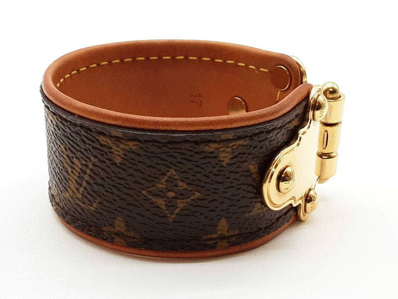 Louis Vuitton Save It Brown Monogram Leather Cuff Bracelet 6 In Do1025crde
